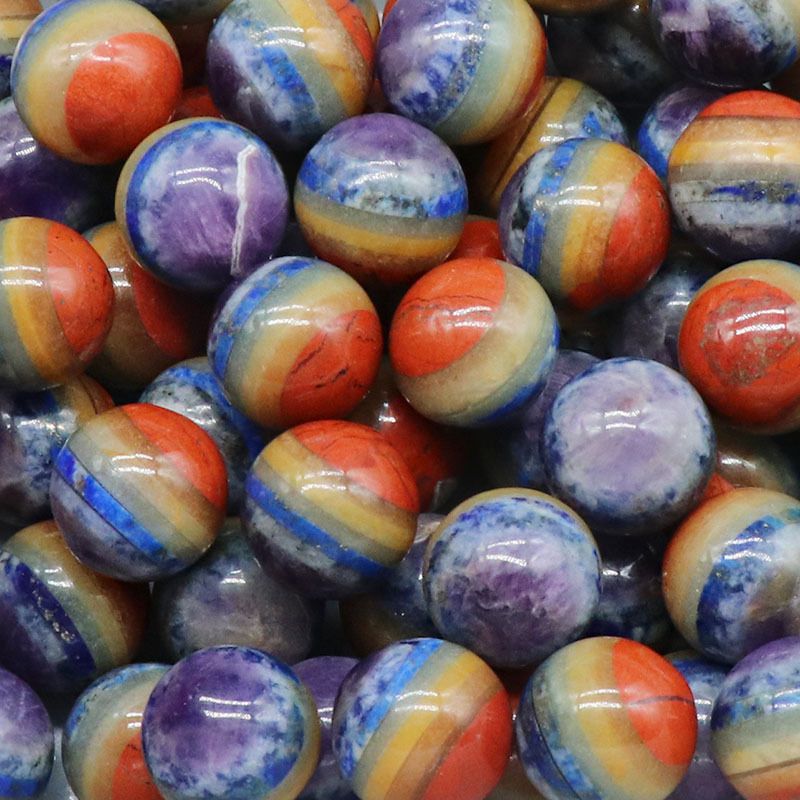 1253-Orbs pedra de cristal natural ágata emenda artesanato 20mm bola redonda pedra colorida pequeno ornamento