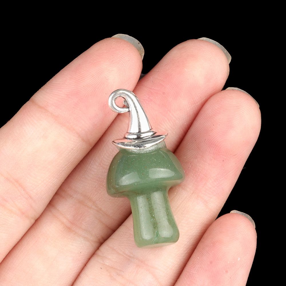 1963-Ágata de cristal natural pedra semipreciosa ametista mágica chapéu de Natal cogumelo pingente acessórios de jóias DIY