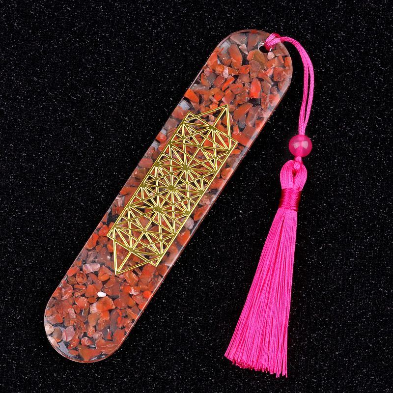 2152-2.9 x13,3 cm de resina oval envolto em pedra de ágata de cristal natural marcador de livro de cascalho colorido pingente DIY