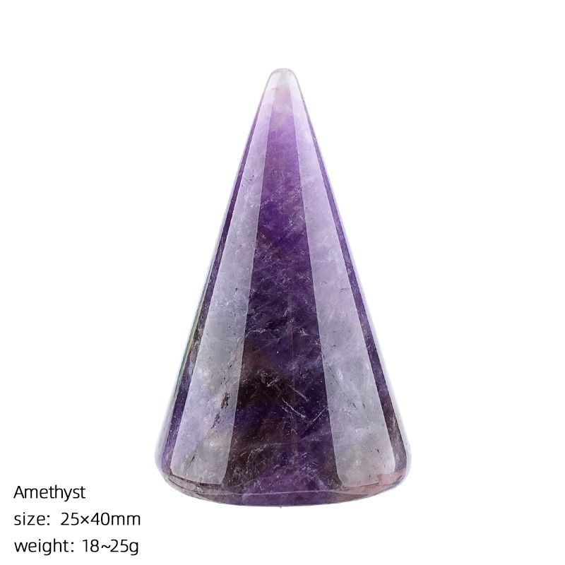 Suporte de anel de pedra de cristal natural Gravura em pedra áspera simples Suporte de exibição de anel de pedra semipreciosa cônica polida