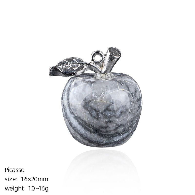 Maçã de cristal natural de 20Mm, colar artesanal de presente de Natal de véspera de Natal, pingente de maçã pequena de pedra natural.