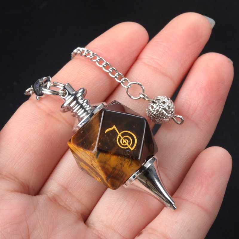 1758-Cho Ku Rei Pingente de Pêndulo de Símbolo de Poder Pedra de Cristal Reiki Runas Meditação Pêndulo