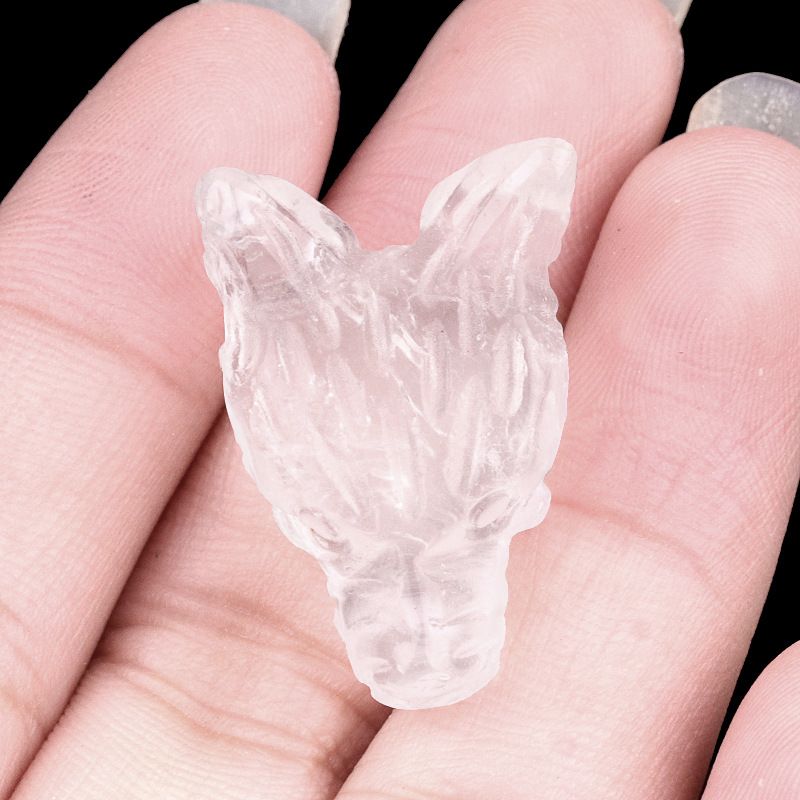 2118-Pó de ametista natural cristal olho de tigre escultura cabeça de lobo artesanato animal pequeno ornamento