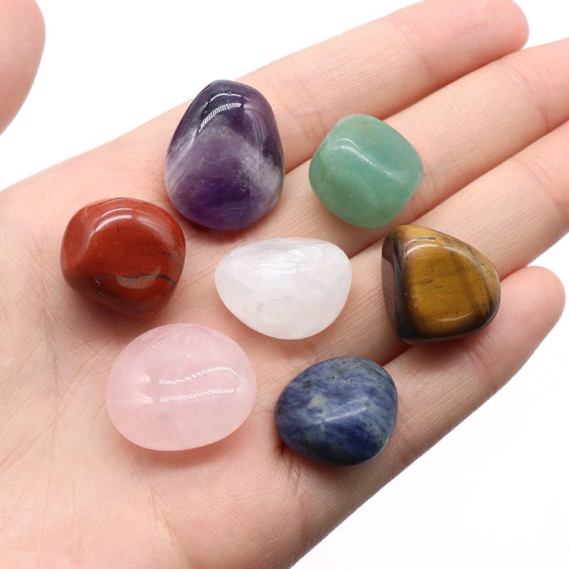 1536-Pedra natural cristal ágata pedra sete veios irregular rolando pedra pedra colorida yoga pedra 7 / 8 peças conjunto