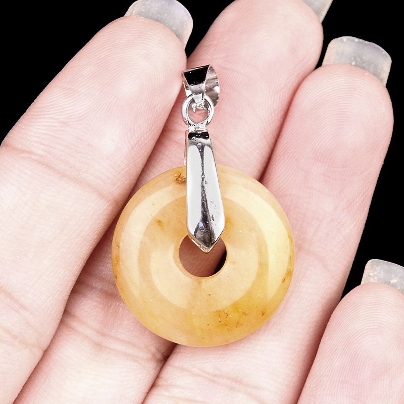 2078-Acessórios de pingente de fivela de segurança para os olhos de ametista, colar de donut de cristal de jade dongling