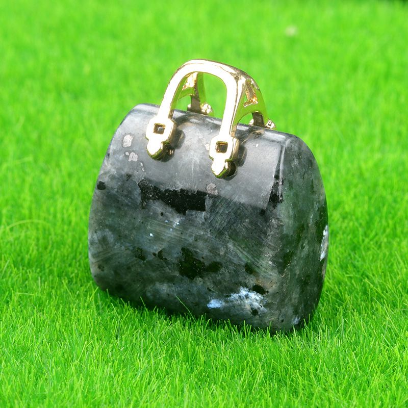 1710-Mini bolsa de pedra de cristal natural, pingente de ametista ins decoração de cristal em pó de vento criatividade