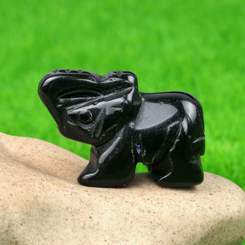 1 polegada escultura animal elefante, pó natural cristal ágata jade escultura animal elefante artesanato ornamento transfronteiriço