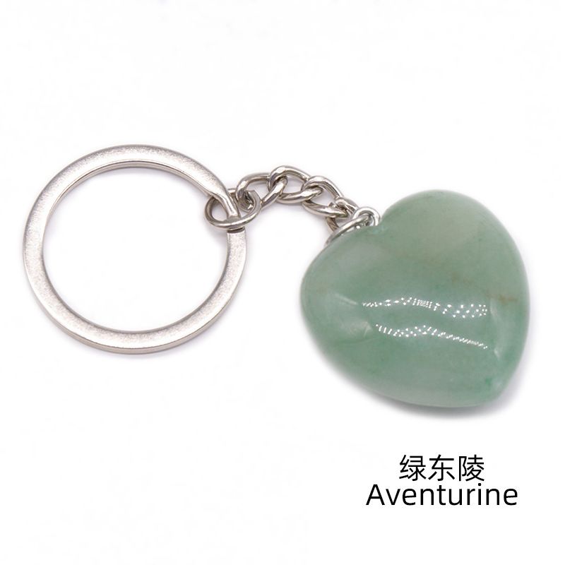 Pedra de ágata de cristal natural 30mm chaveiro do amor, pingente em forma de coração DIY caixa de presente acessórios de jóias
