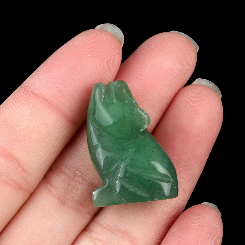 1796-1Em pedra de ágata de cristal natural de lobo gravado mini enfeite artesanal de animal pequeno