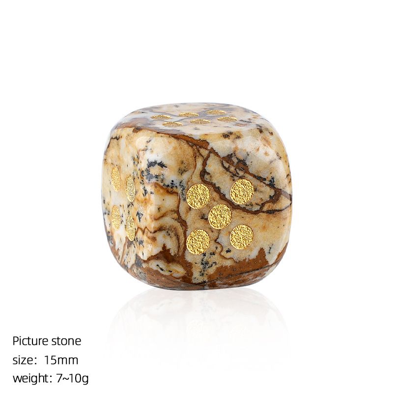 Dados de cristal natural transfronteiriço casual jogo de tabuleiro ágata jade escultura cantos arredondados 15mm pontos dados de pedra semipreciosa