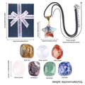2409 Conjunto de combinação de ágata de pedra semipreciosa de cristal colorido, pedra rolante de ponta dupla, chakra de meditação de ioga de sete veias, caixa de presente correspondente.