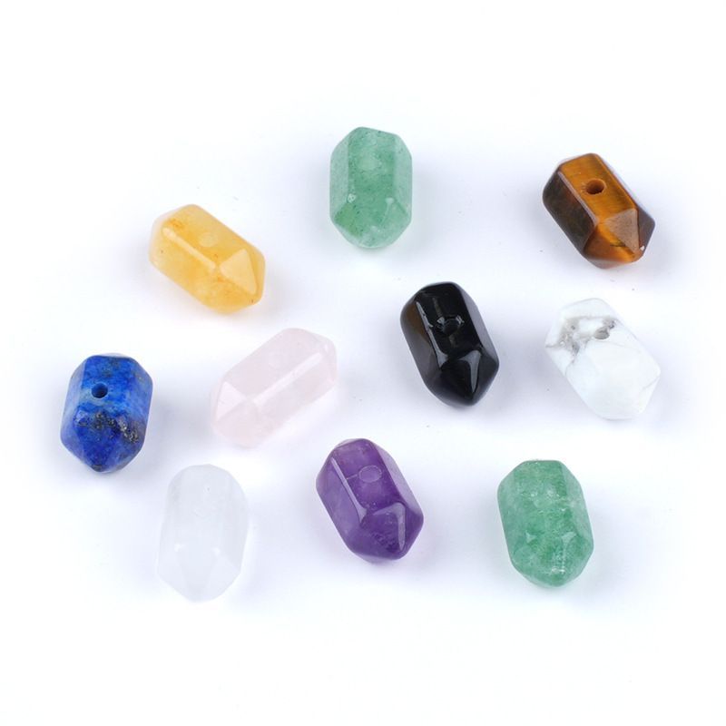 Acessórios de orifício médio de ponta dupla de cristal natural, olho de tigre de ouro verde, cristal de ametista em pó de cristal branco acessórios de joias DIY