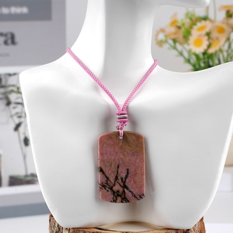 Pingente de marca retangular de jade de cristal natural seguro colar de jóias estilo chinês local cênico atacado