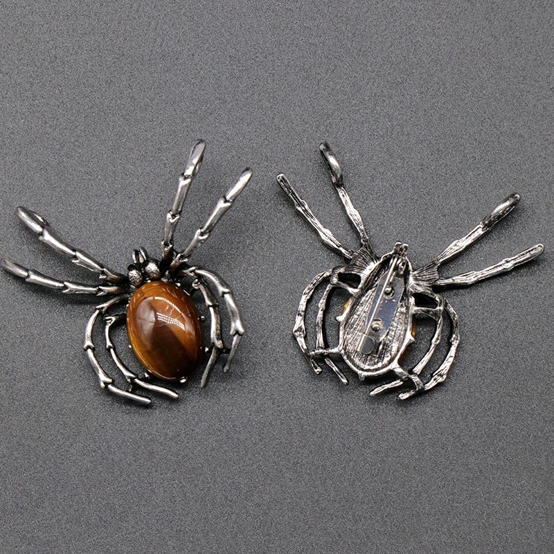 1585 Um pingente de broche de gema broche de aranha de cristal liga de ágata incrustada pingente de pedra preciosa