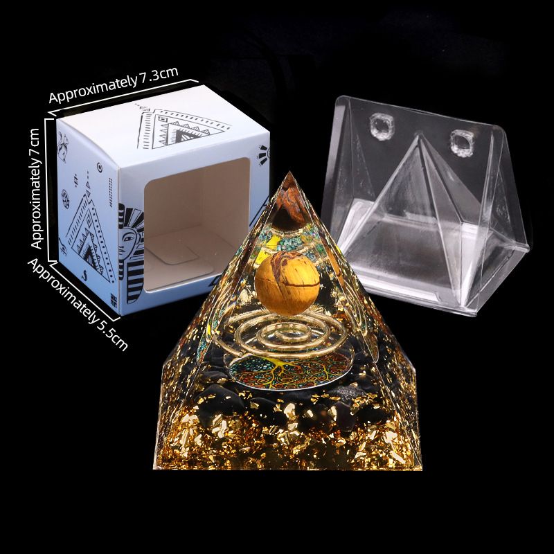 Anel de aço pirâmide de 5cm pequena bola de cascalho Pirâmide epóxi ornamento de artesanato