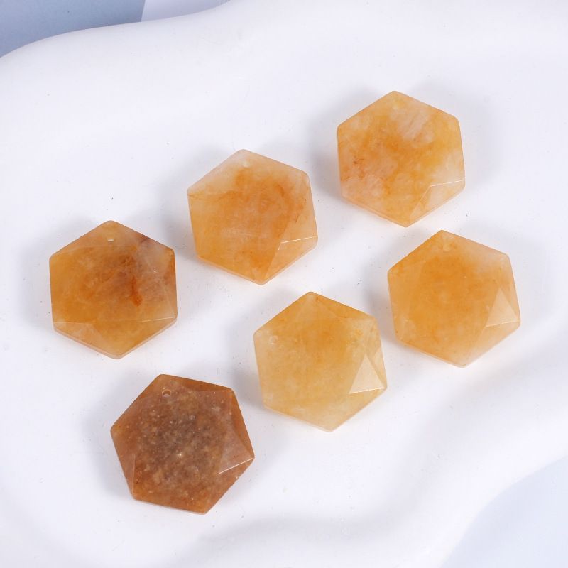 Acessórios de pingente de hexagrama de cristal natural Agate perfurado corte geométrico grande satélite colar de pedra