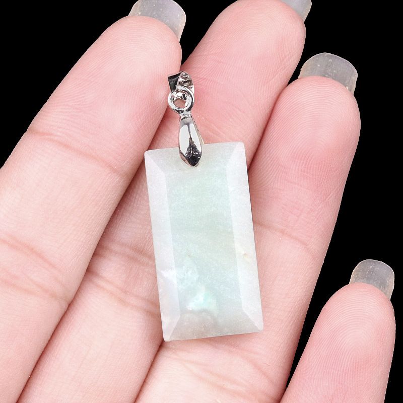 2114-Natural ametista jade corte retangular fivela de cobre pingente colar DIY pingente acessórios de jóias