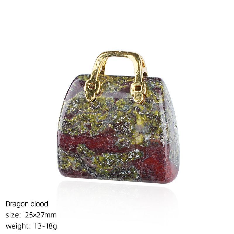 Pingente de saco de ágata de jade natural transfronteiriço paisagismo criativo colar DIY gravura cristal mini bolsa ornamento