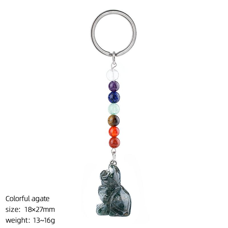 1956 Pingente de gatinho de pedra natural chakra colorido cordão de cristal ágata gravado pingente de gatinho