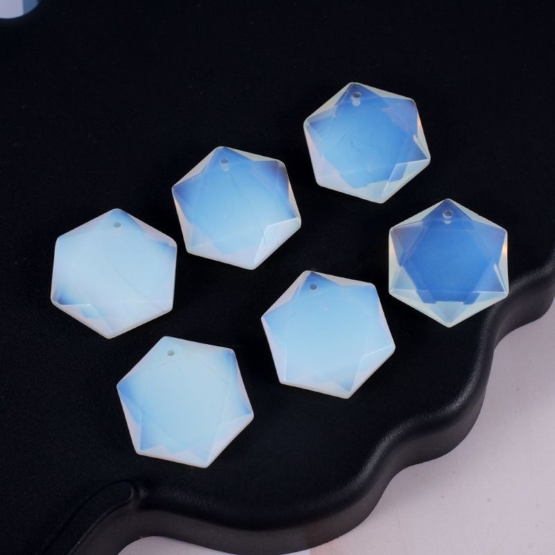 Acessórios de pingente de hexagrama de cristal natural Agate perfurado corte geométrico grande satélite colar de pedra