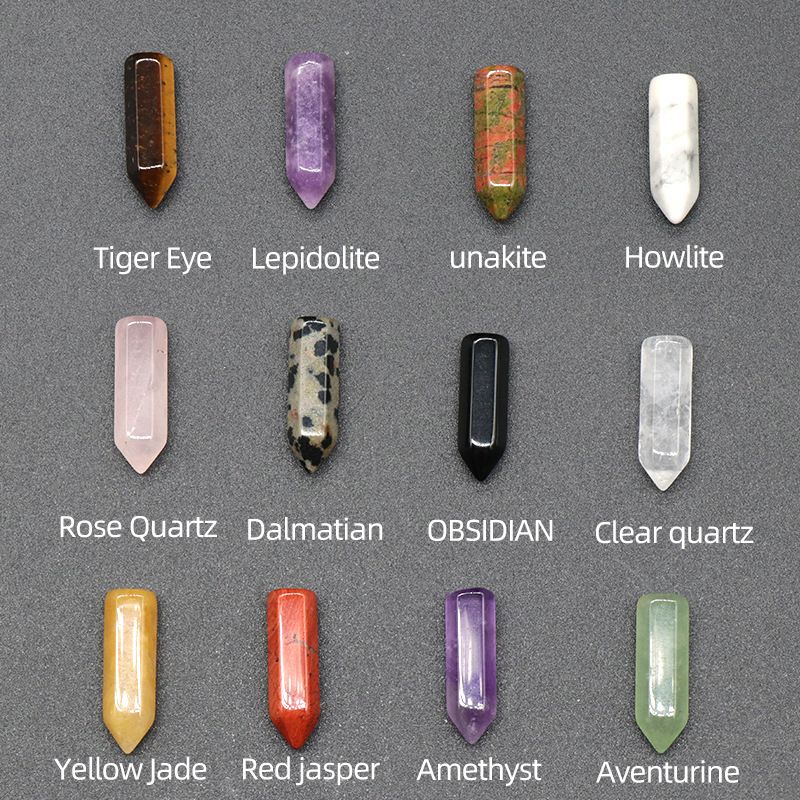Bala de pedra de ágata de cristal natural 6 × 21mm mini coluna hexagonal não porosa DIY jóias artesanais