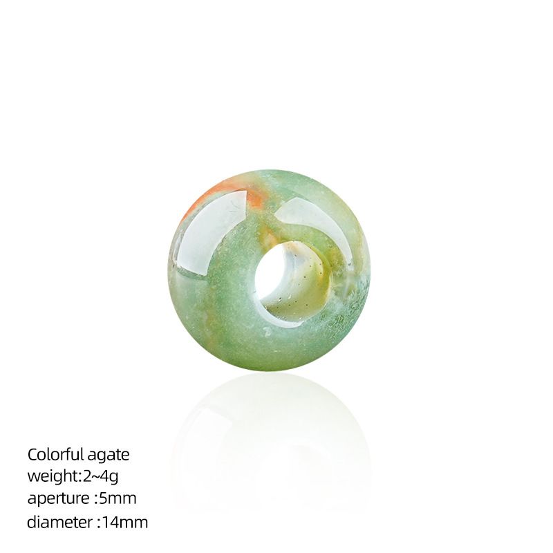 14Mm buraco 5mm contas de cristal natural grande colar colar de ágata redonda espaçador contas de buraco grande