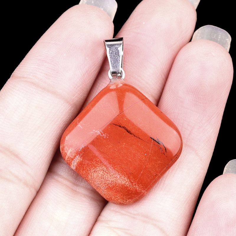 1822-24Mm cristal ágata jade quadrado pingente diagonal, pingente quadrado de pedra semi-preciosa acessórios de jóias DIY