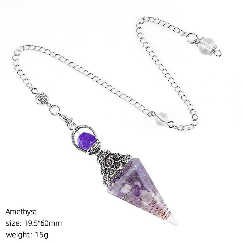 Pingente de pêndulo de cristal de resina personalizada Hexagonal Cone Rhombus Agate Gravel Yoga Meditação Freqüência Ajustável Pêndulo Epóxi