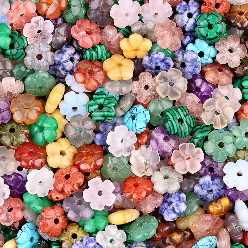 2057-Ágata de ametista natural 14mm flor de ameixa contas soltas DIY pulseira de flor frisada colar acessórios