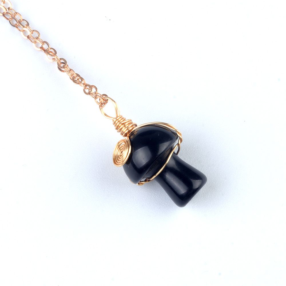 1507-Pedra de cristal natural 20mm pequeno cogumelo enrolamento pingente DIY pingente