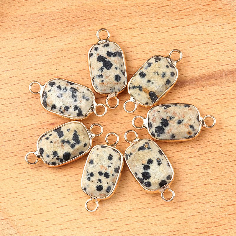 1637-Pingente de retângulo de furo duplo de cristal natural Acessórios de joias DIY Pulseira de colar Acessórios Conector
