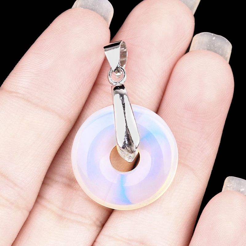 2078-Acessórios de pingente de fivela de segurança para os olhos de ametista, colar de donut de cristal de jade dongling
