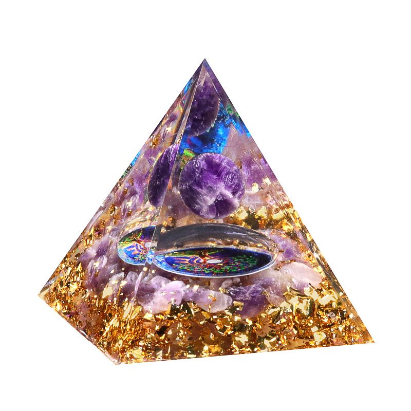 2135-Cristal Artesanato Cristal Natural Pedra Colorida Tecida Malha Bolso Pirâmide Pêndulo Conjunto De Cascalho