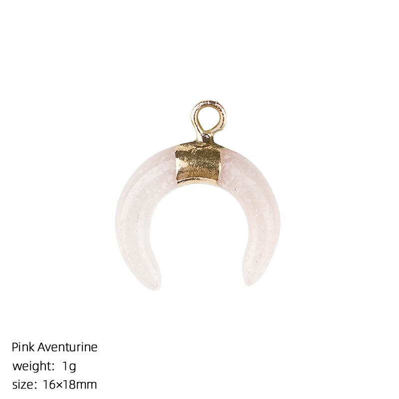 1440 Pingente de lua de cristal natural artesanal pulseira colar brincos dourados único pendurado tipo C chifre de pedra natural