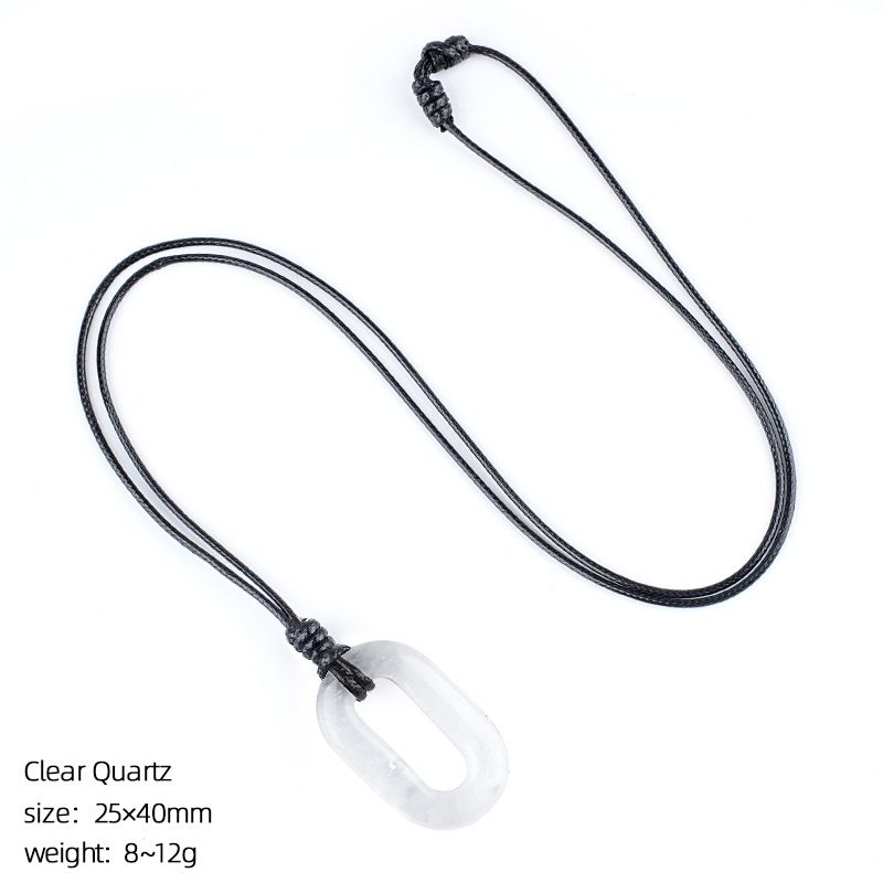 25 * 40Mm colar de pedra natural O-ring europeu e americano retro ajustável suéter corrente oval grande buraco círculo pingente