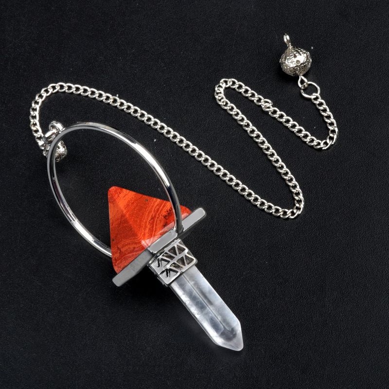 1925-Pingente de pêndulo hexagonal de pilar de cristal branco, pingente de pêndulo amplificador