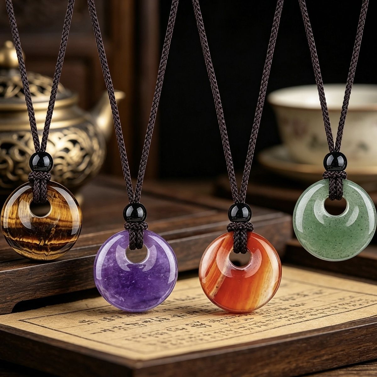 Pingente de fivela de segurança de cristal natural de 20Mm, colar de fivela de princesa redonda com grande buraco gravado em pedra selvagem, presente de Natal.