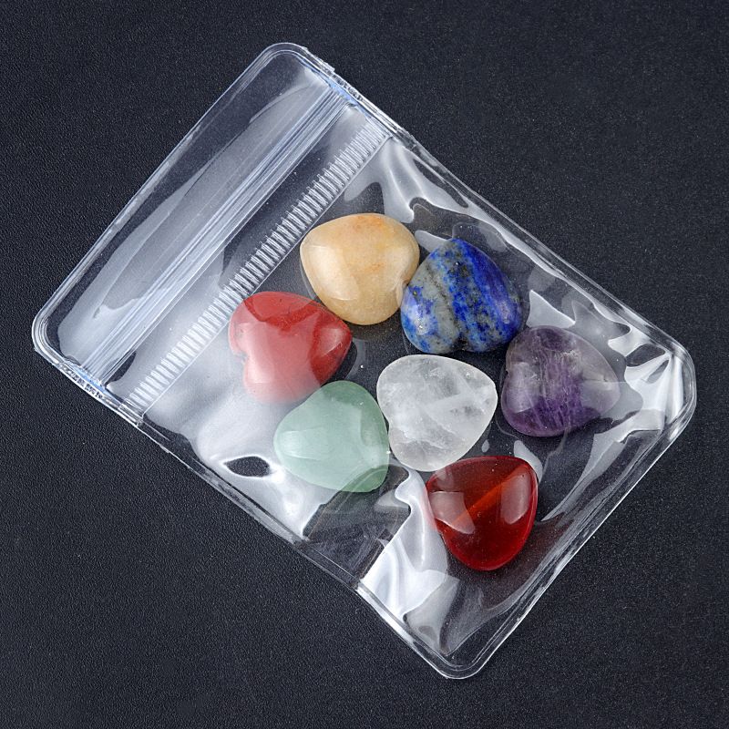 1643-7 pcs, um pacote de contas soltas de amor de pedra com sete veias de 14 mm, colar de cristal de chakra DIY, pulseira, joias em forma de coração.