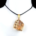 1903-25 ~ 35Mm ametista pedra bruta dourada pingente amarelo rosa branco cristal pedra colar irregular