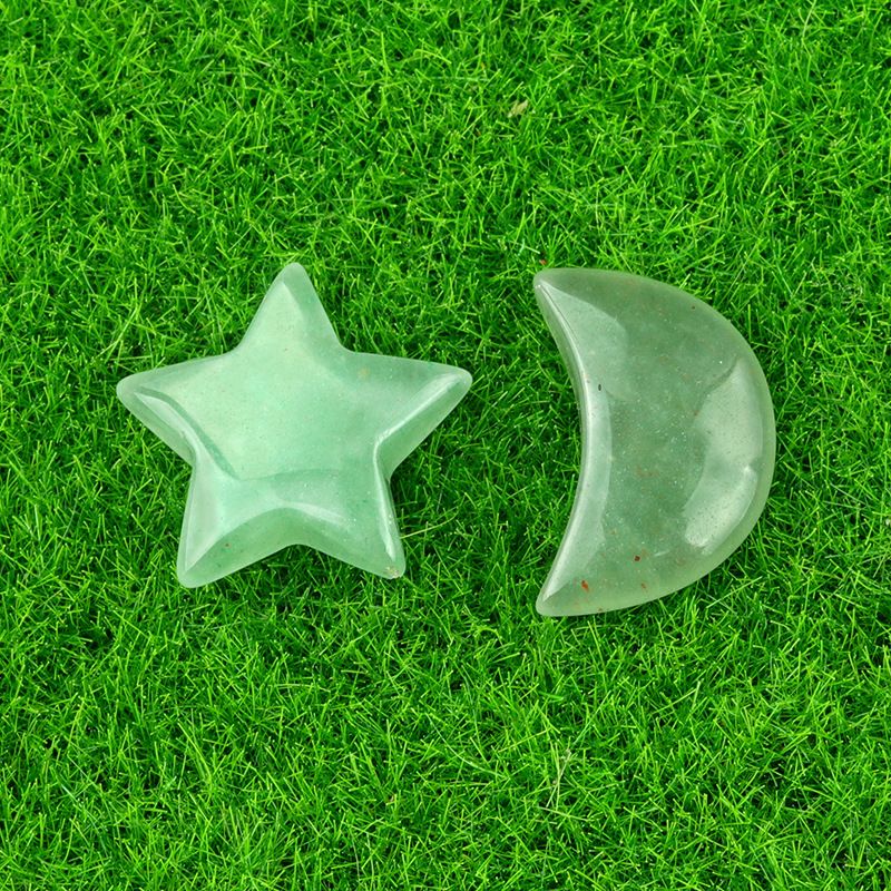 1702-Pedra semipreciosa de ágata de cristal natural 20mm pentagrama não poroso estrela lua acessórios de decoração