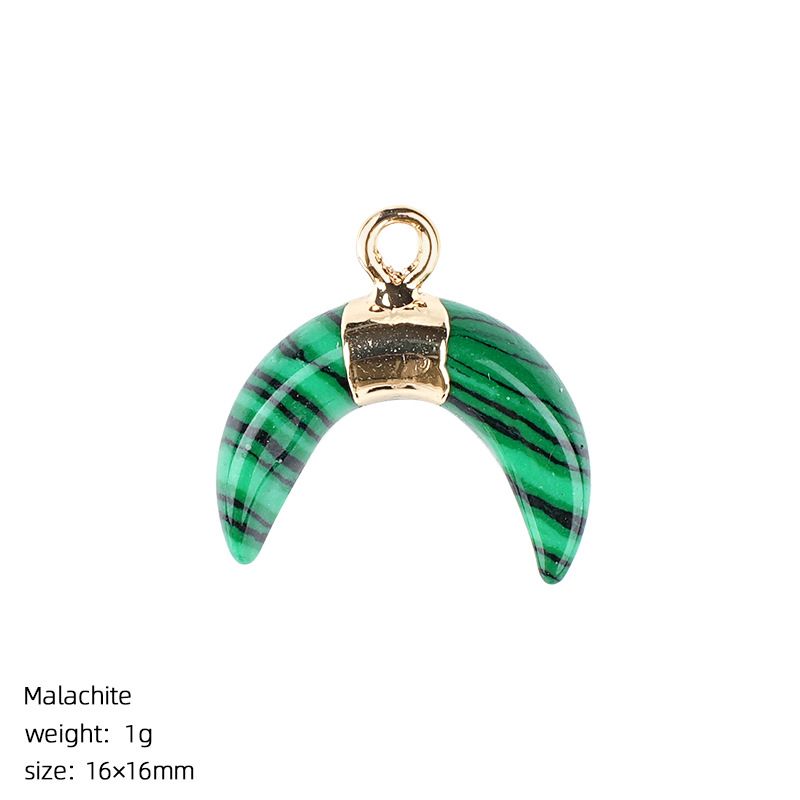 1440 Pingente de lua de cristal natural artesanal pulseira colar brincos dourados único pendurado tipo C chifre de pedra natural