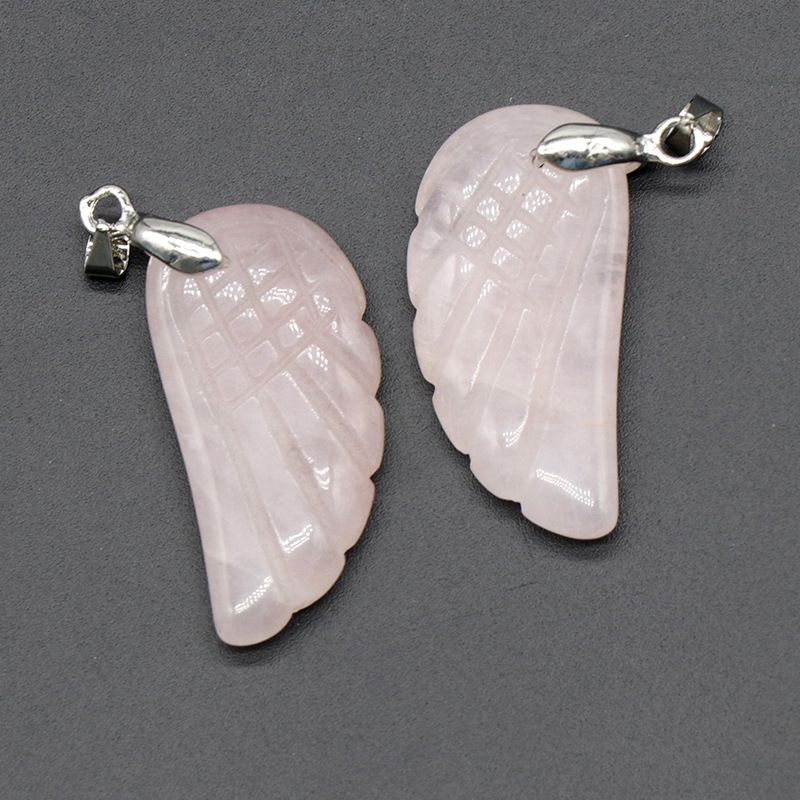 1608-32Mm pingente de asa, pedra de ágata de cristal natural gravado pingente de asa DIY acessórios de jóias