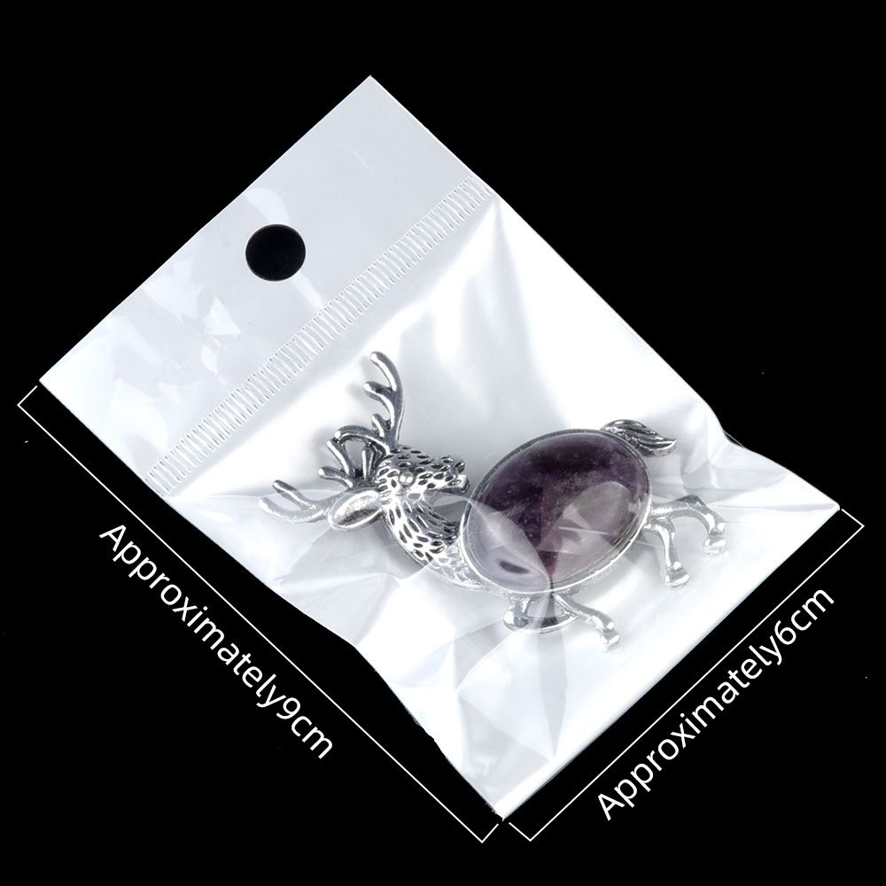 1934-Pingente de broche de alce de pedra semipreciosa incrustada em liga de cristal natural Alfinete de moda europeu e americano