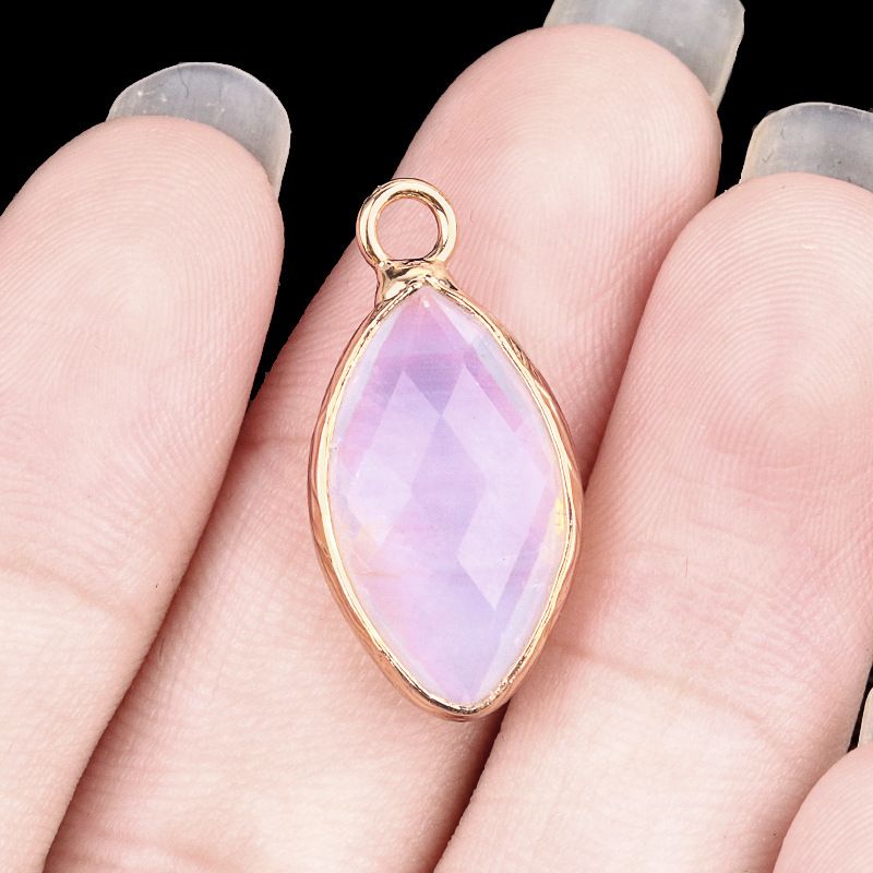 2075-Amethyst ágata pedra semi-preciosa olho de cavalo bainha de cobre pingente DIY brincos gancho de cabelo jóias acessórios material