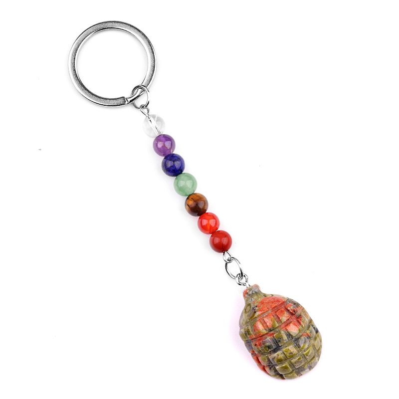 2018--1Em Mini Pequeno Hedgehog Chakra Chaveiro, Pingente De Pequeno Animal De Pedra De Ágata De Cristal Natural