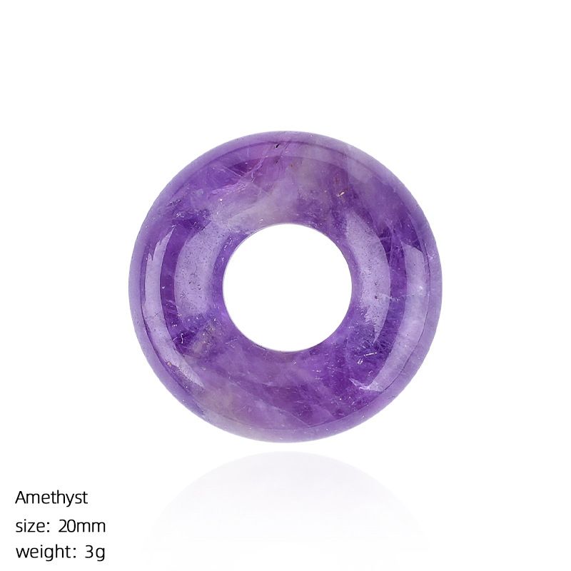 20Mm Ametista Donut Pingente Brincos DIY Pulseira Colar Anel Redondo Cristal Natural Acessórios Bagel