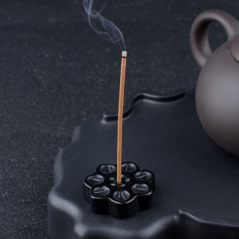 Inserção de incenso de lótus de cristal natural cabeça de pedra semipreciosa, base de suporte de incenso de arame, inserção de queimador de incenso de pedra de olho de tigre de 30 mm