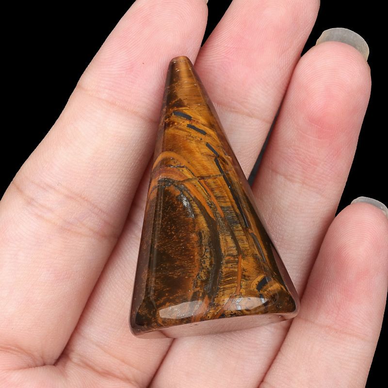 2308-Pedra de cristal natural de ĂĄgata de ornamento de anel de cone, tridimensional geomĂŠtrico de cone de anel de pedra semipreciosa