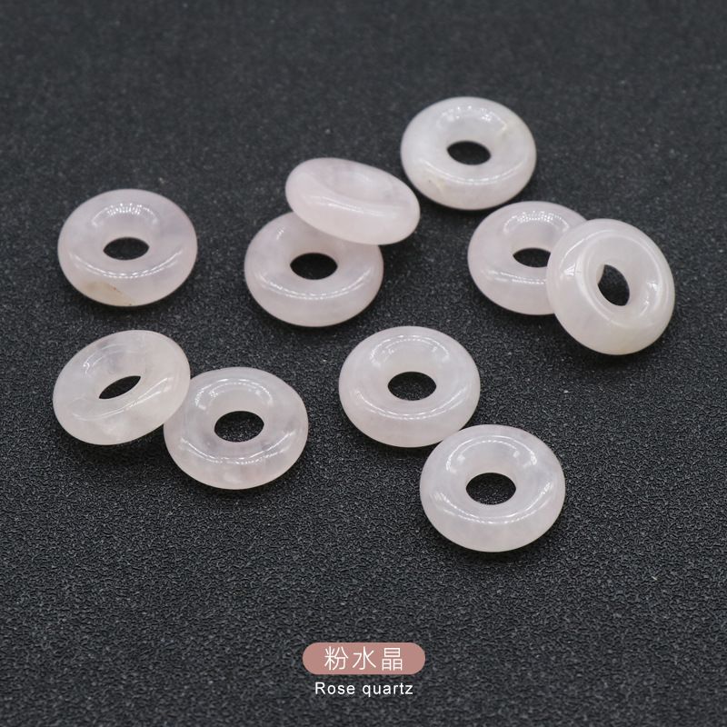 575-15Mm grande buraco solto grânulo donut cristal ágata semi-precioso pedra grande buraco correndo anel DIY jóias de vários materiais