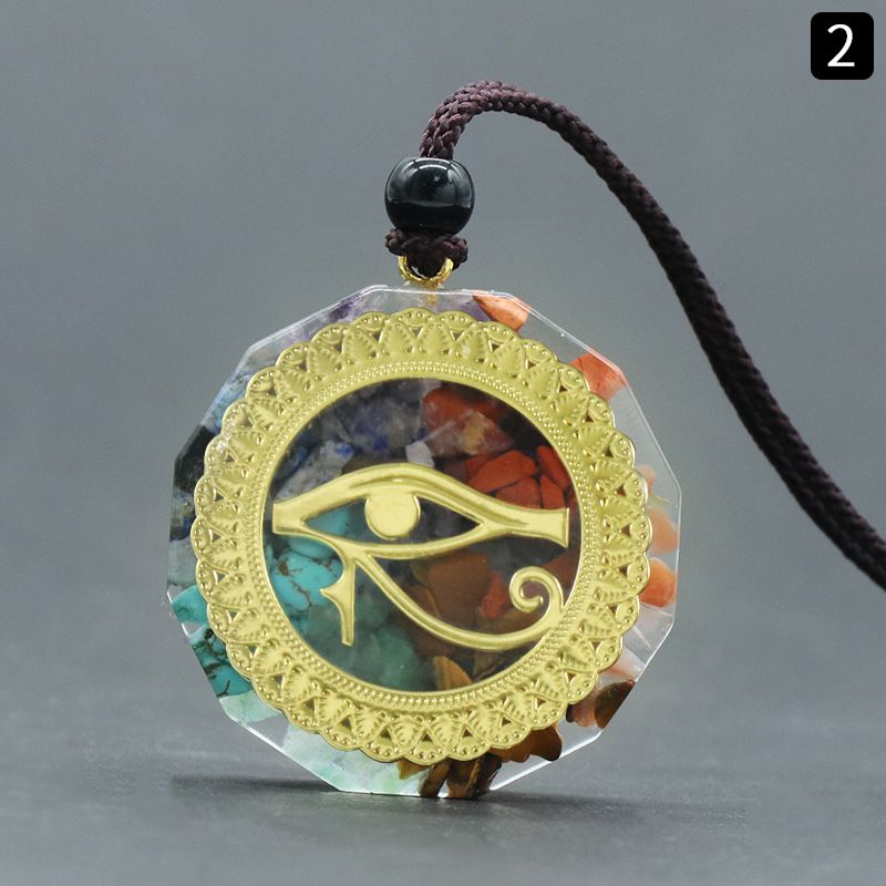 1556Reiki Energia de Cura Sete Veias Colar de Resina de Cascalho de Cristal Natural